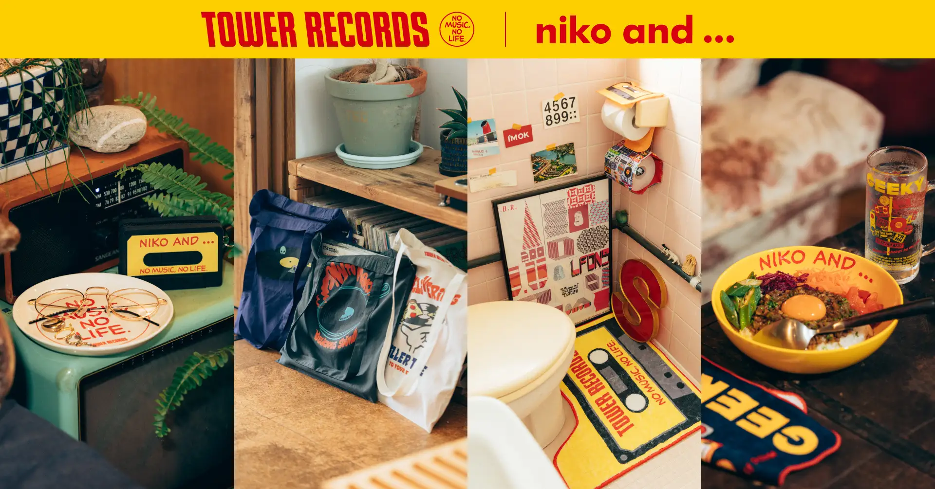 niko and 」から「タワレコ」のコラボアイテムが登場！ 赤×黄の象徴