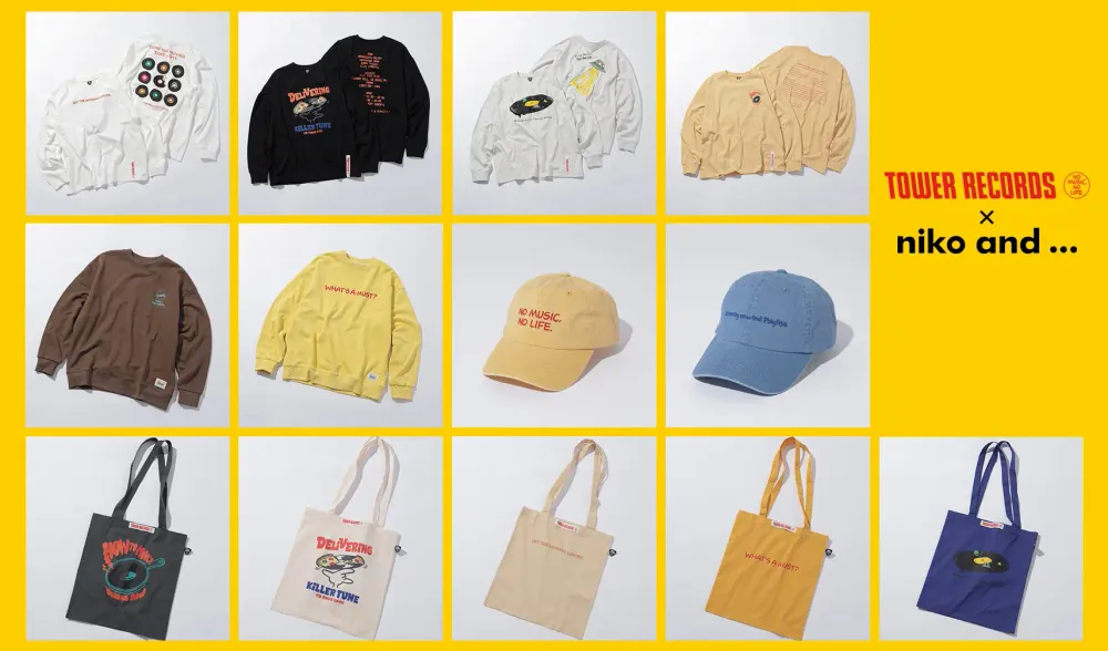 niko and 」から「タワレコ」のコラボアイテムが登場！ 赤×黄の象徴